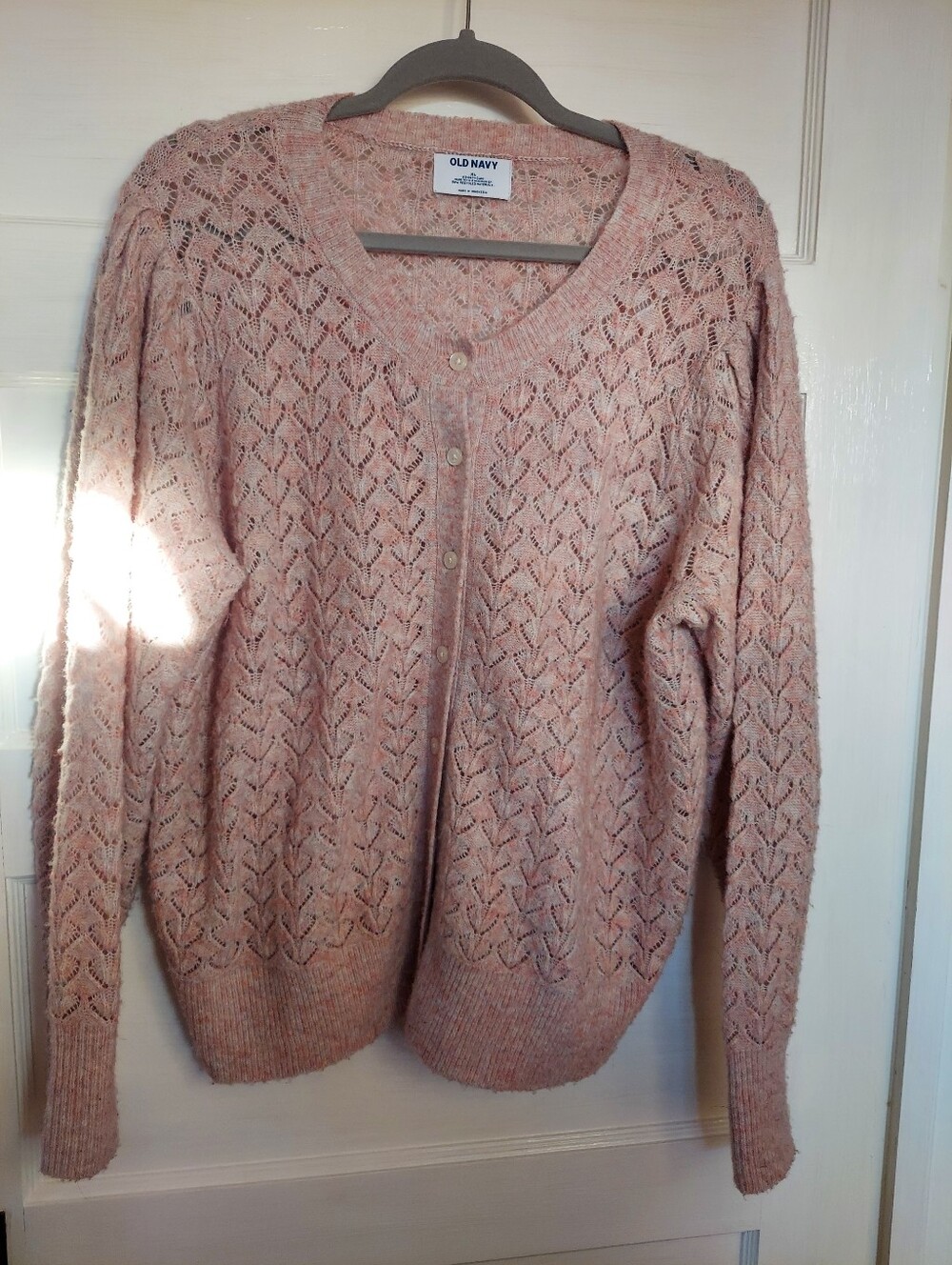 Old Navy Pink Pointelle Button-up Cardigan